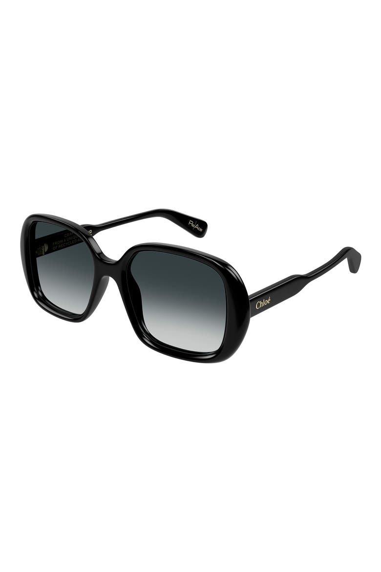 55mm Gradient Square Sunglasses, Alternate, color, BLACK