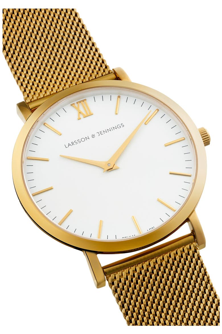 Lugano Mesh Strap Watch, 40mm, Alternate, color, GOLD/ WHITE