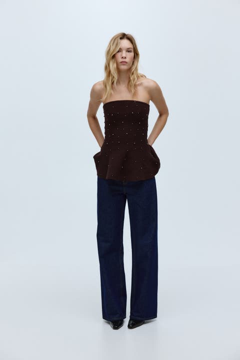 Bead-embellished Bandeau Top
