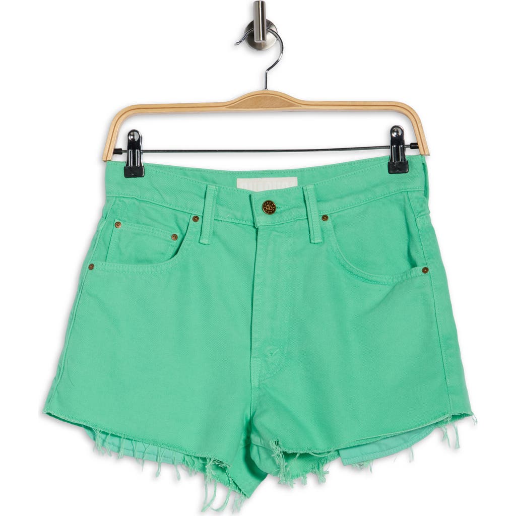 Mother The Fun Dip Micro Cutoff Denim Shorts In Green
