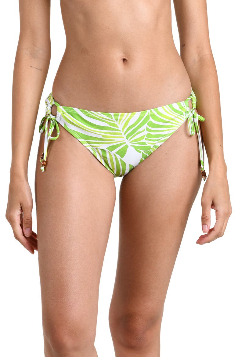 Serene Palm Print Side Tie Bikini Bottoms, Main, color, APPLE