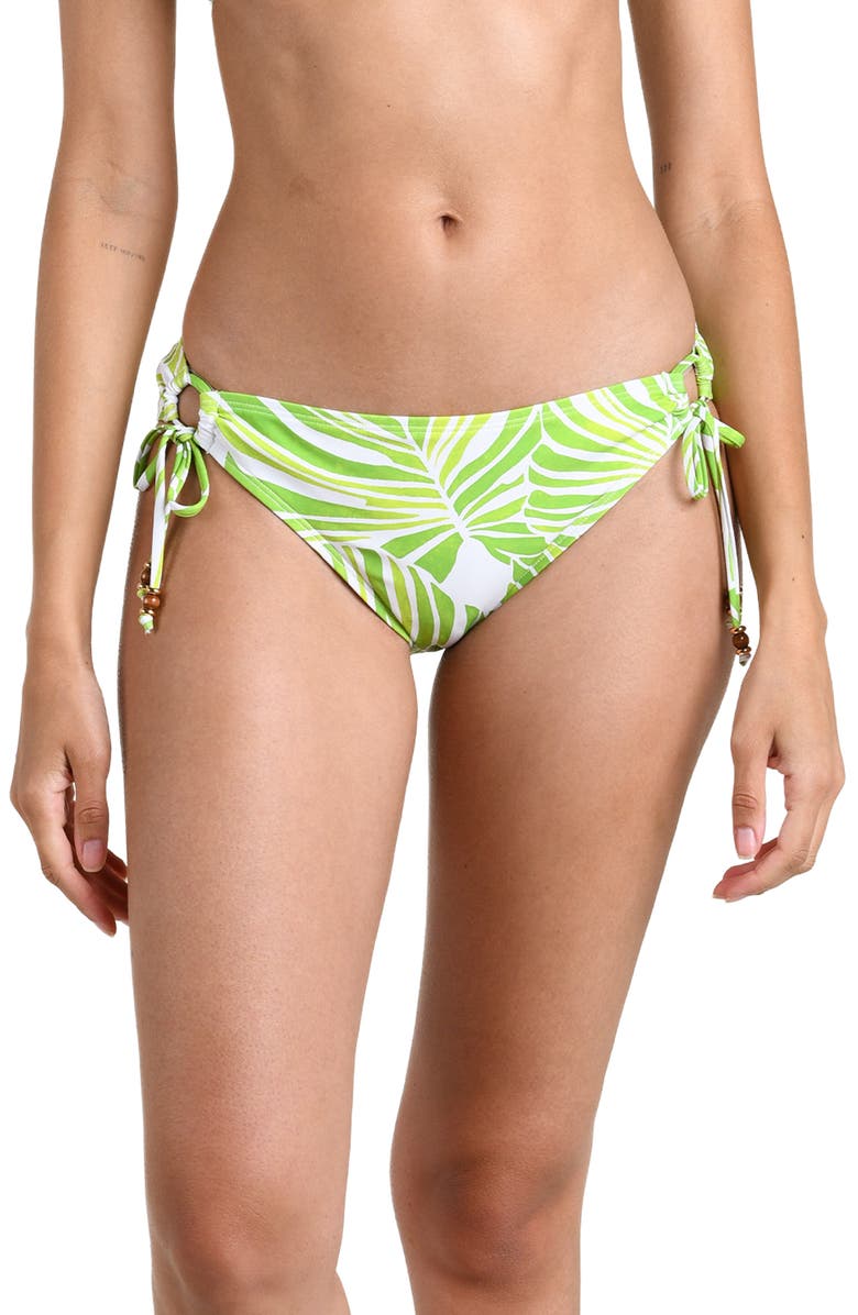 La Blanca Serene Palm Print Side Tie Bikini Bottoms, Main, color, Apple
