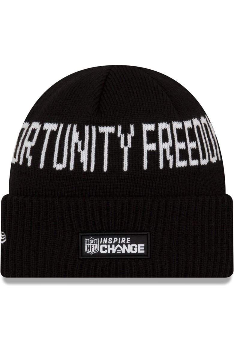 Men's New Era Black Los Angeles Rams Team Social Justice Cuffed Knit Hat, Alternate, color, Black