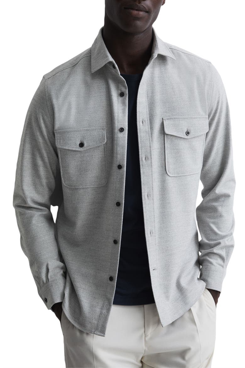 Chaser Twill Button-Up Shirt, Main, color, GREY MELANGE