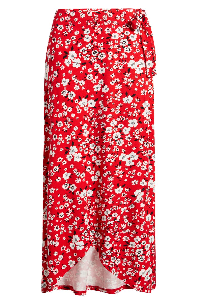 Loveappella Floral Faux Wrap Knit Midi Skirt, Main, color, 