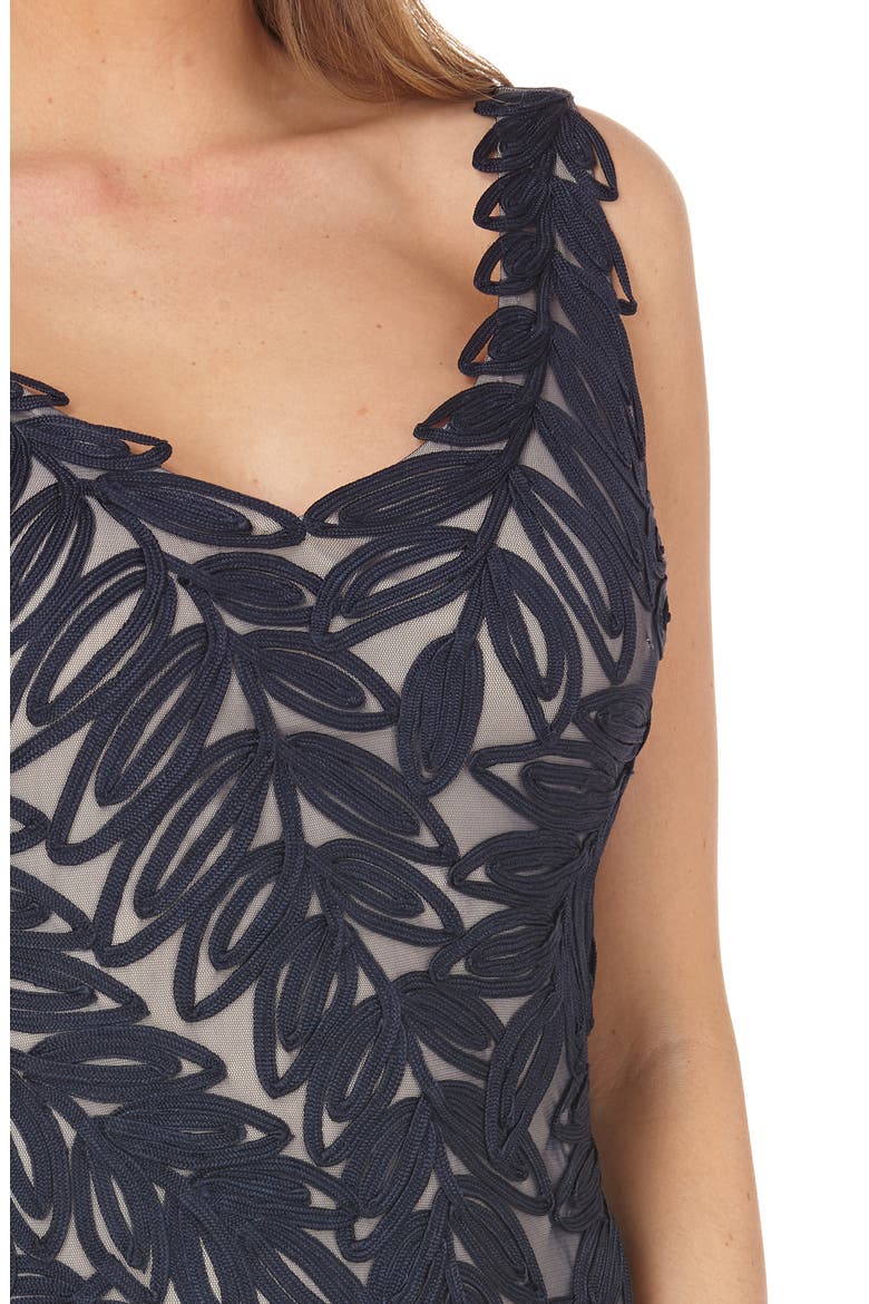 Leaf Soutache Trumpet Gown, Alternate, color, NAVY/ NUDE
