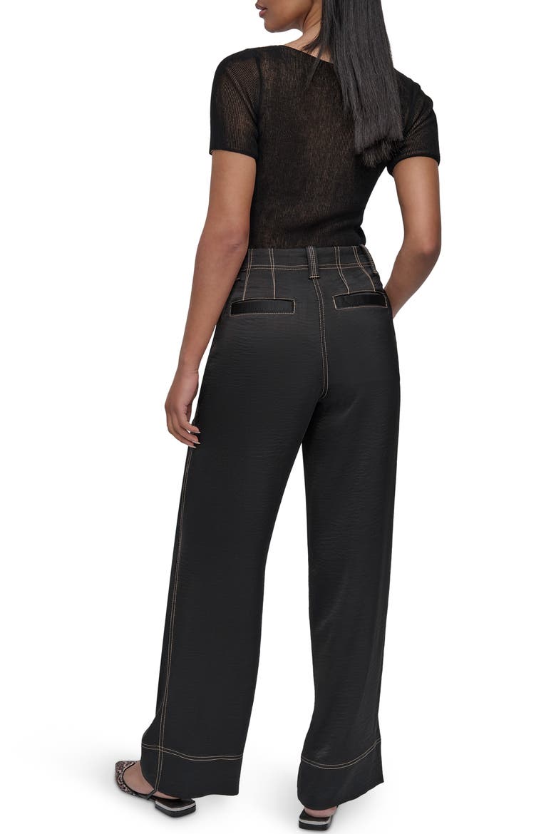 Glazed Contrast Stitch Straight Leg Pants, Alternate, color, BLACK