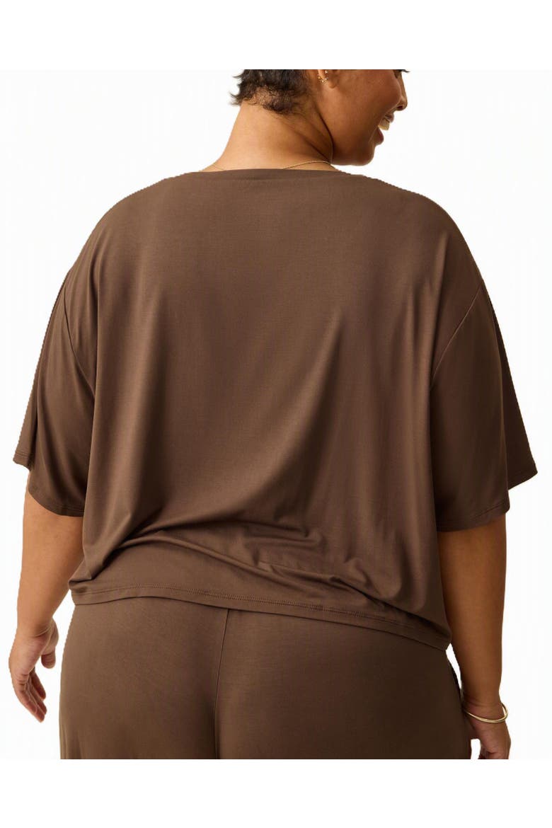 Aria Casual Cropped Short Sleeve Top, Alternate, color, Chocolate