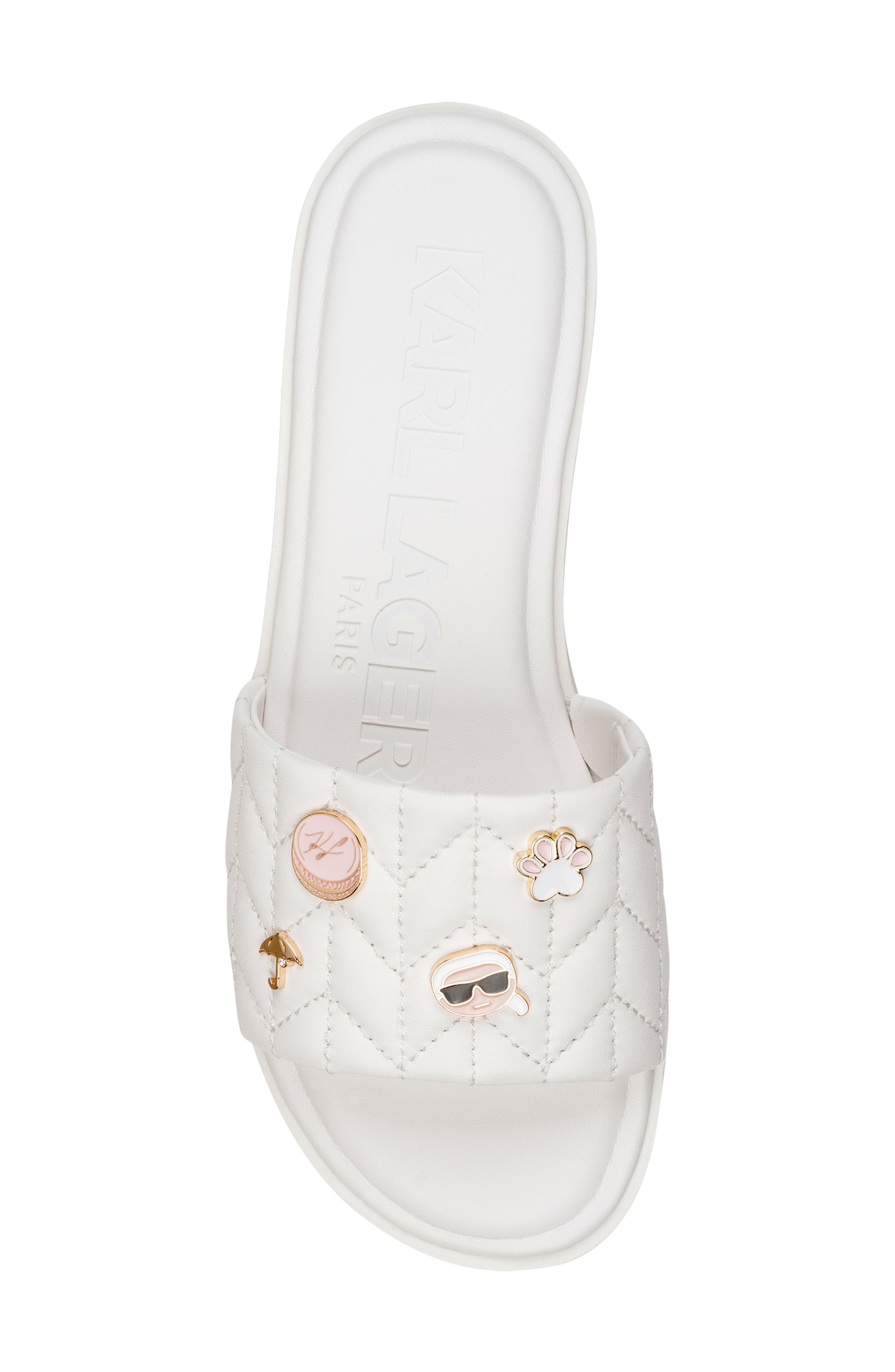 KARL LAGERFELD PARIS Carenza Macaron Slide Sandal, Alternate, color, Bright White