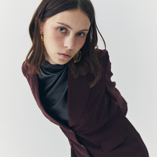 Ats Lila Long Outerwear In Burgundy