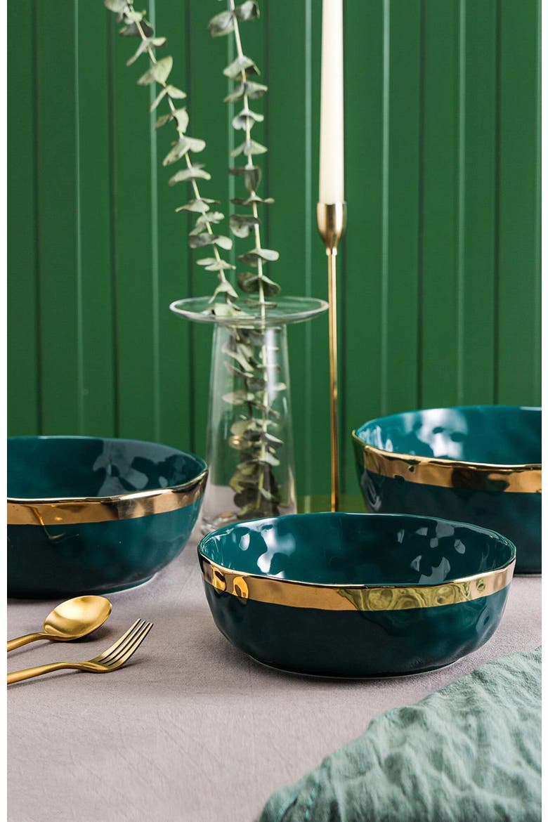 Florian Porcelain 3-Piece Serving Bowl Set, Alternate, color, Green