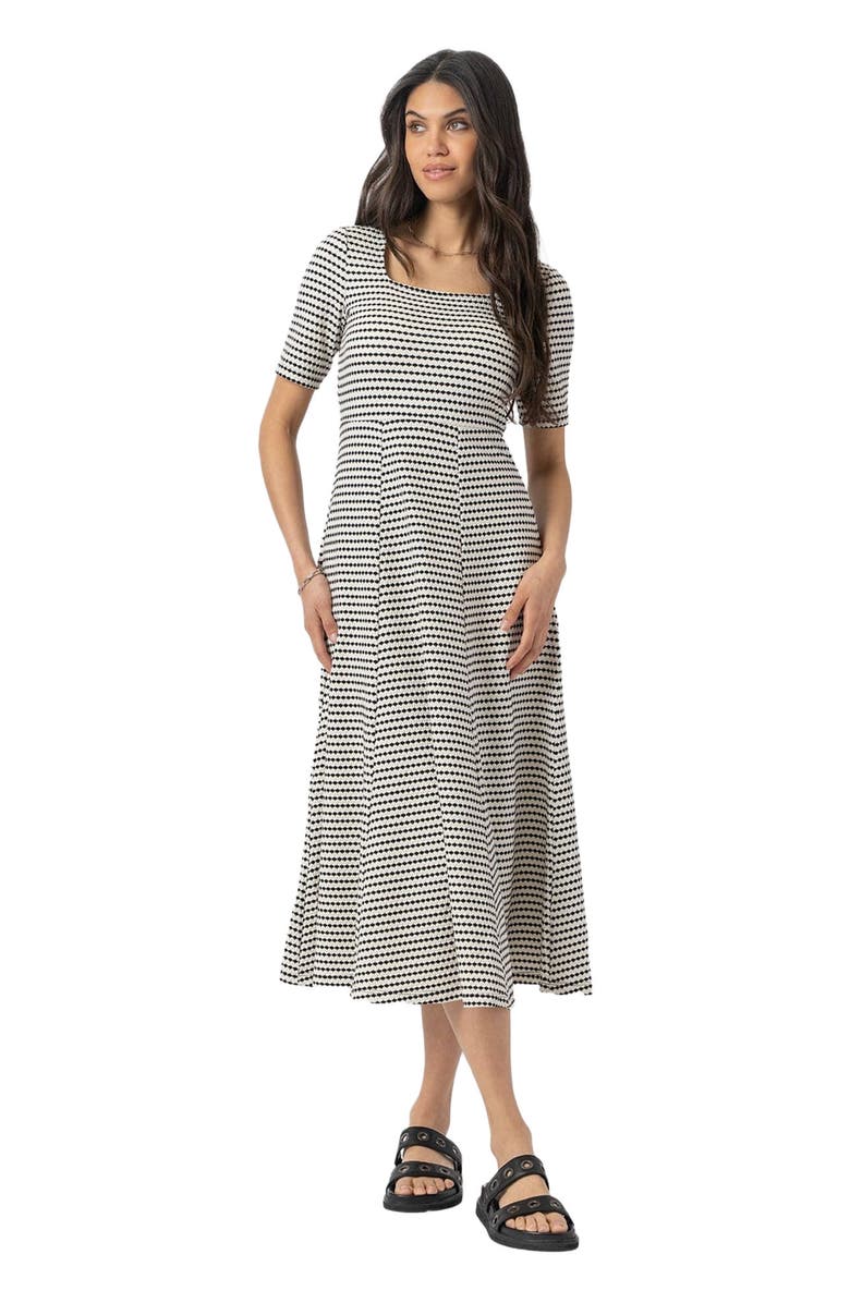 Saint + Sofia Darcey Short Sleeve Flared Dress, Alternate, color, Monochrome