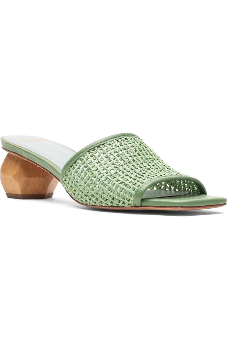 Frances Valentine Raffia Block Heel Sandal, Main, color, Green