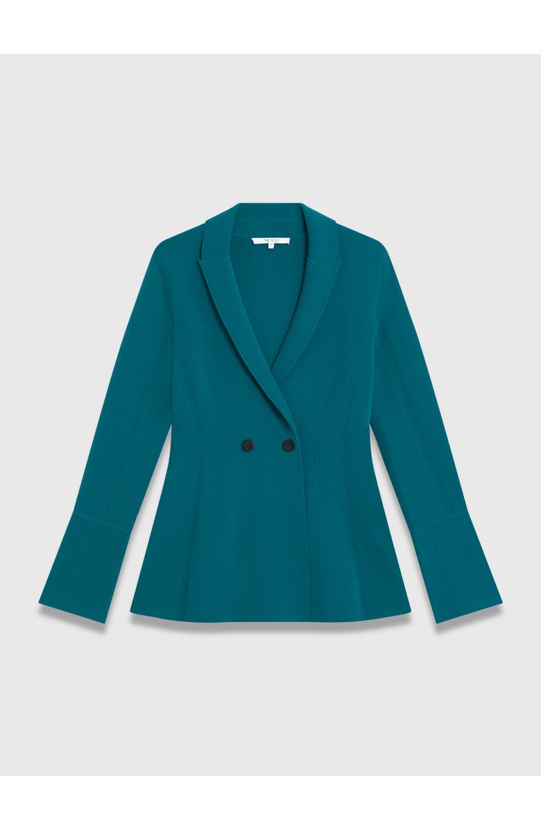 The Fold Somerton Sculpt Knit Blazer, Alternate, color, Blue