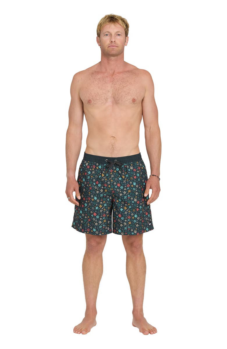 Quiksilver Everyday Ditsy Floral Volley Swim Trunks, Alternate, color, Black