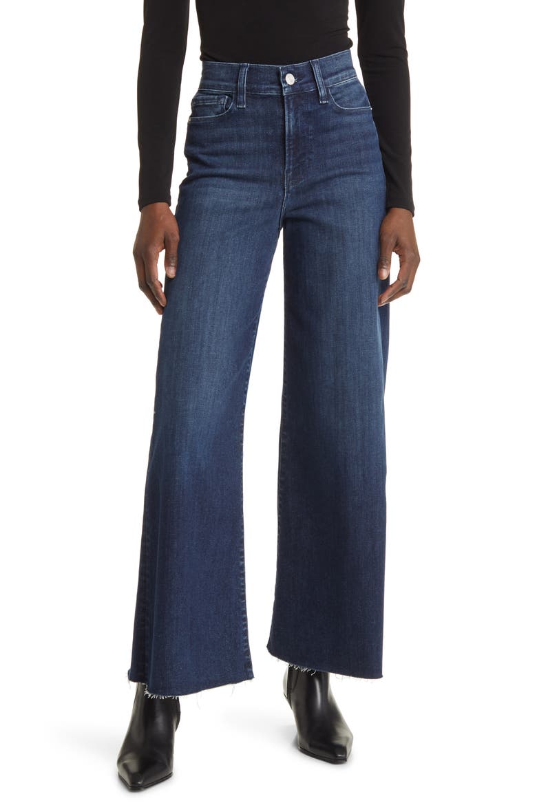 Le Palazzo Raw Hem High Waist Crop Wide Leg Jeans, Main, color, NAPLES