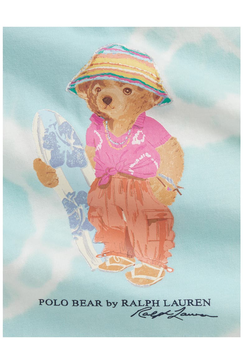 Tie Dye Polo Bear Cotton Dress & Bloomers Set, Alternate, color, PARAKEET TIE DYE