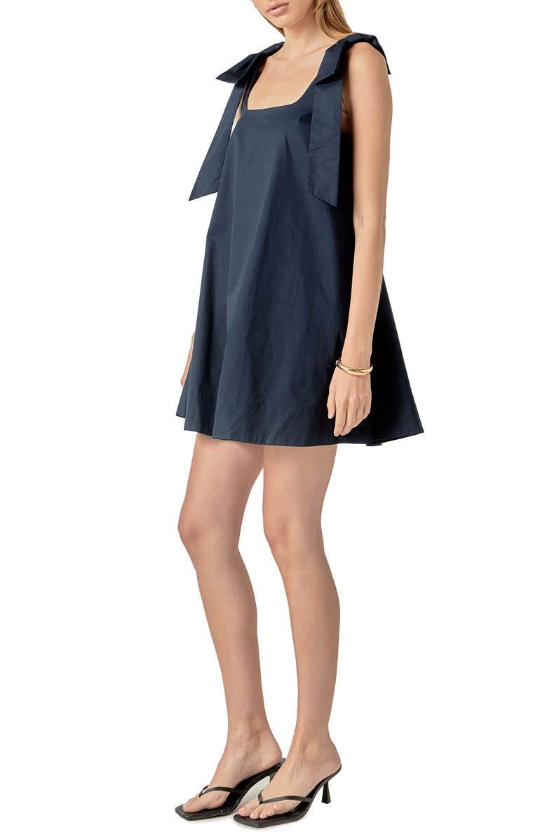 English Factory Bow Shoulder Sleeveless Cotton Minidress, Alternate, color,