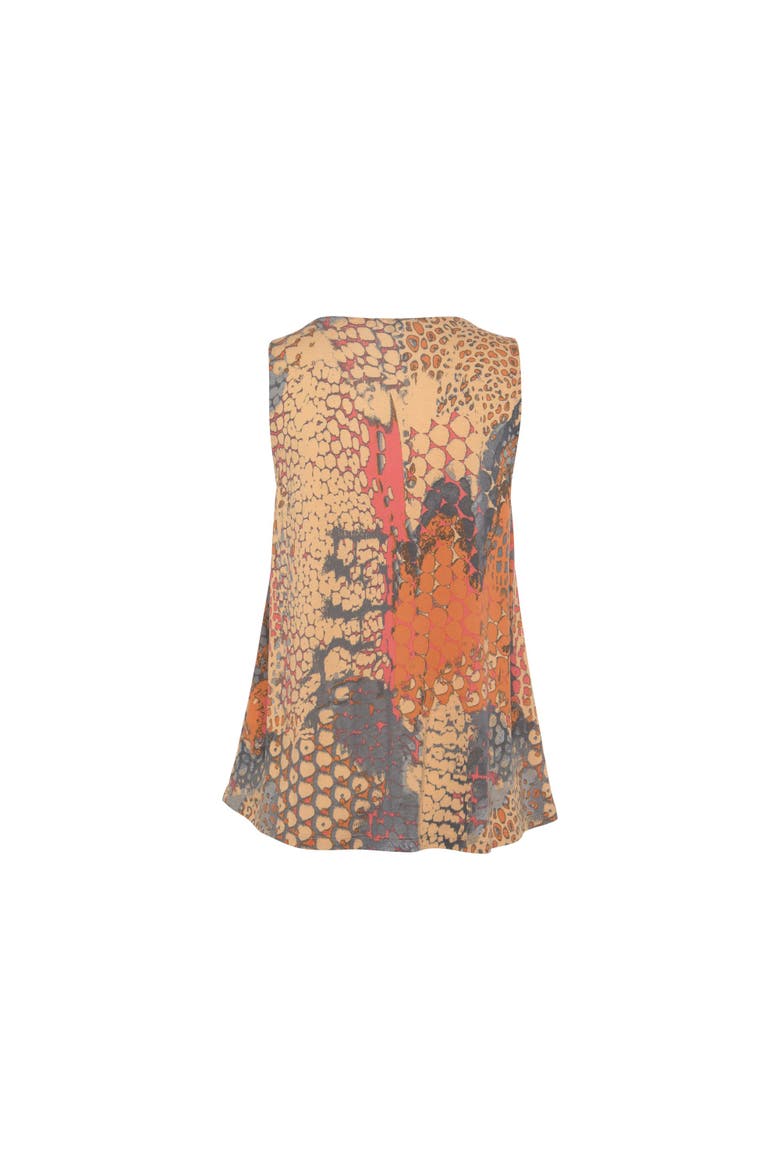 Printed V-Neck Tank Top, Alternate, color, Orange Multi