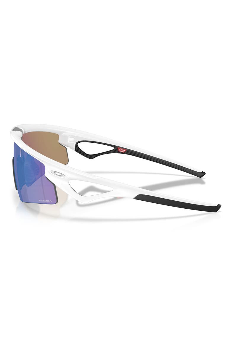 Oakley Sphaera Strike Rectangular Shield Sunglasses, Alternate, color, Matte White / Prizm Sapphire
