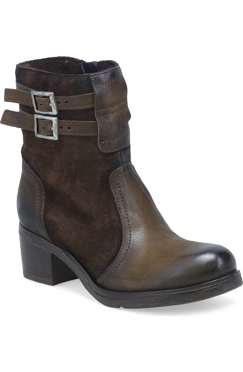 Miz Mooz Stellar Dual Buckle Bootie, Main, color, Brown