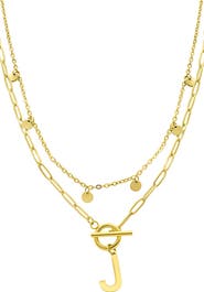Adornia Initial Pendant Layered Chain Necklace