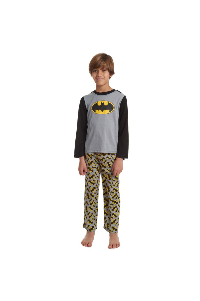 Justice League Batman 3 Piece Pajama Shirt Pants and Cape Set, Alternate, color, Batman Gray Black