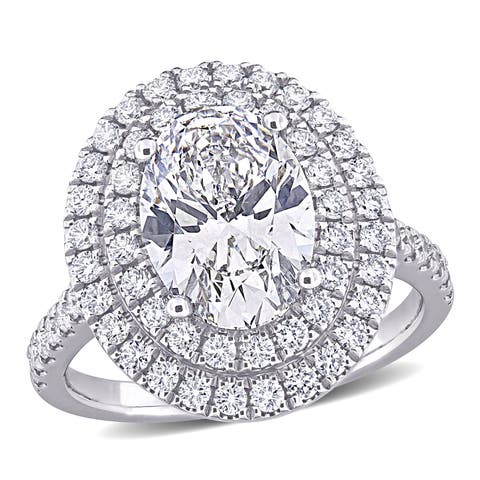 3-7/8 CTW Lab-Grown Diamond Double Halo Ring 14k