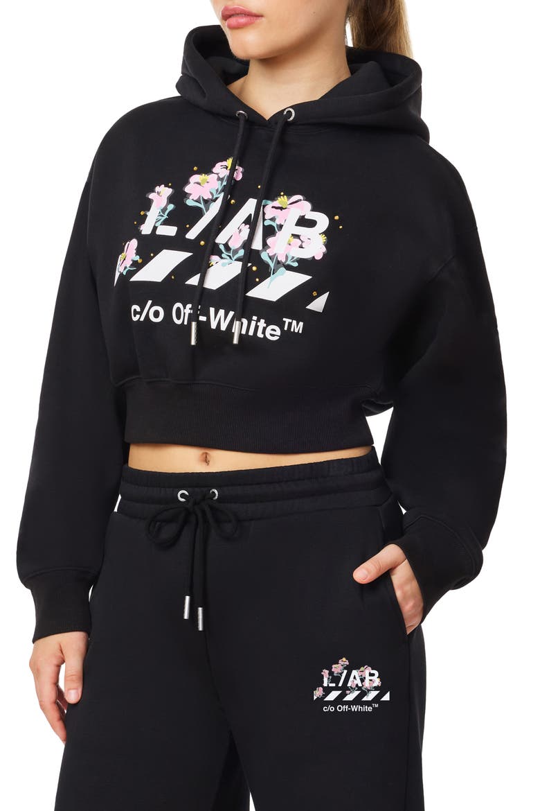 Graphic Crop Hoodie, Alternate, color, BLACK NIGHT