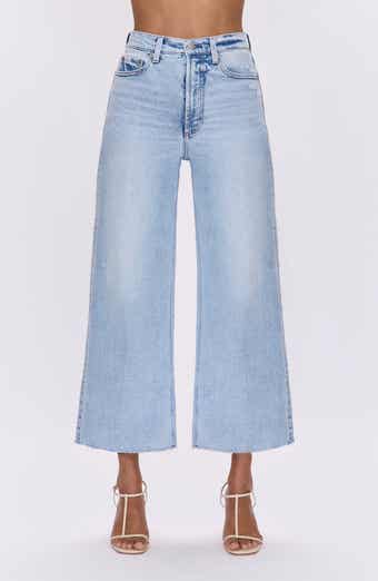 Pistola Lana Raw Hem High Waist Crop Wide Leg Jeans