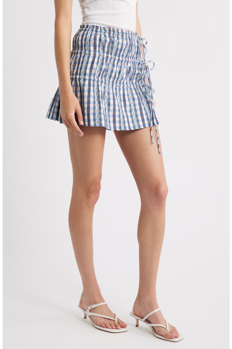 Este Tiered Organic Cotton Miniskirt, Alternate, color, NAVY