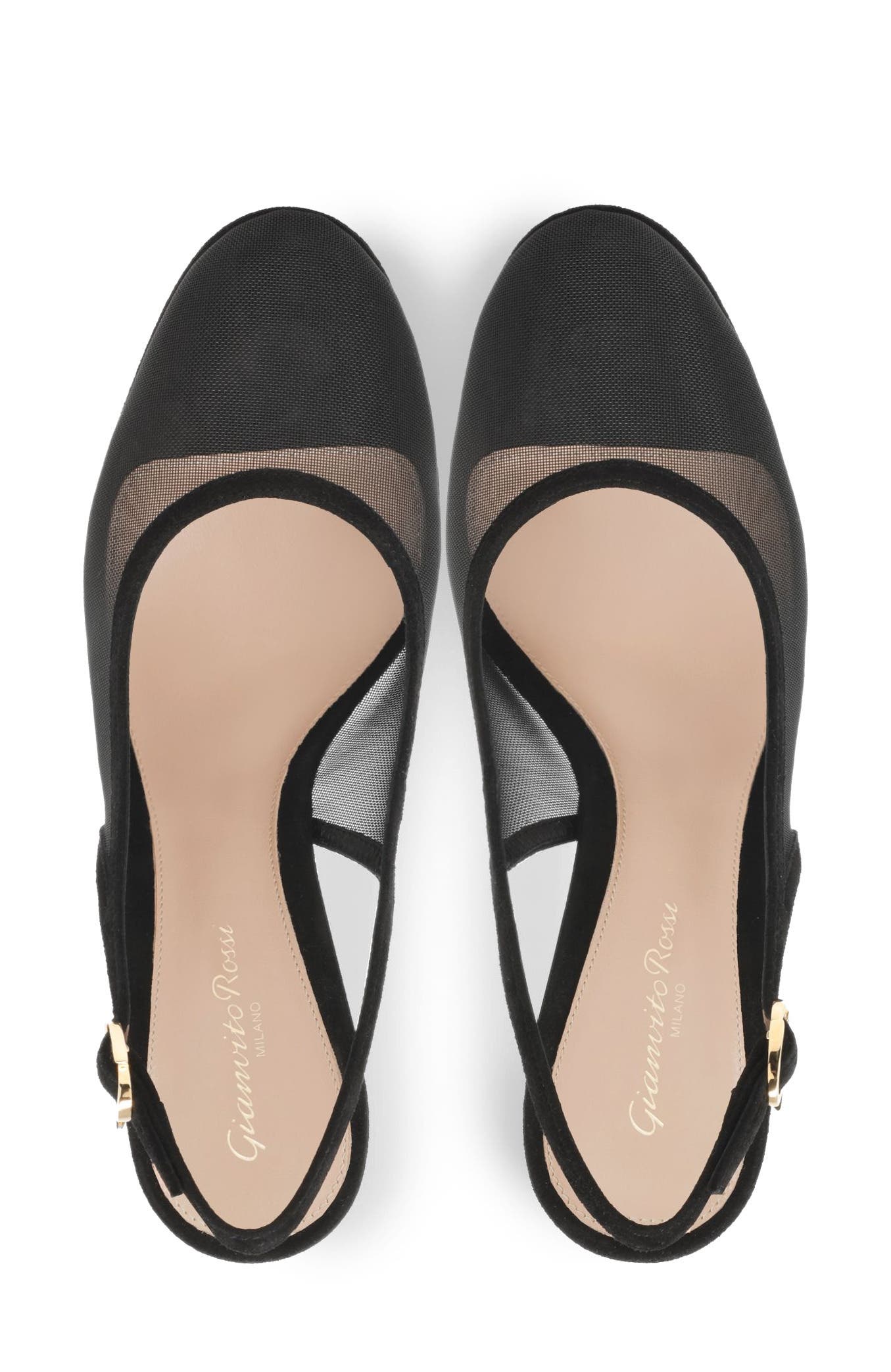 Gianvito Rossi Chopine Slingback, Alternate, color, Black Suede And Plexi