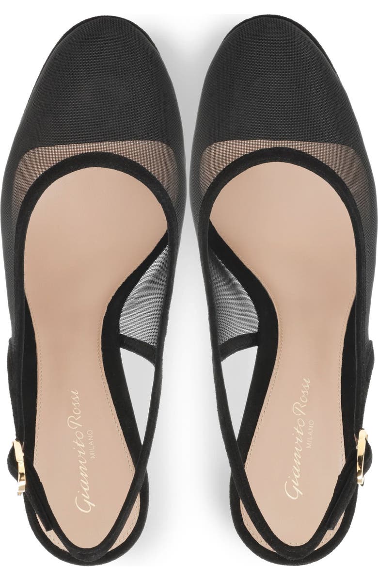 Gianvito Rossi Chopine Slingback, Alternate, color, Black Suede And Plexi