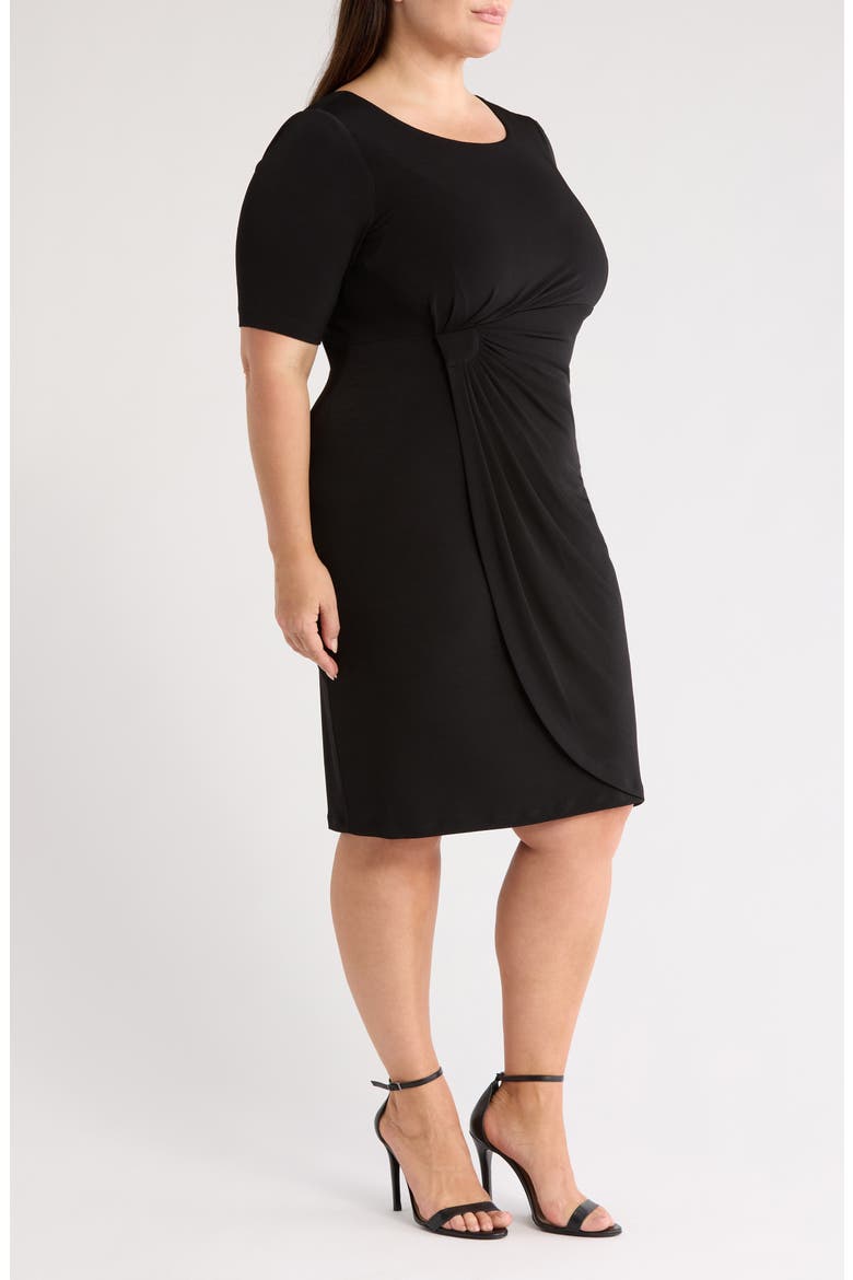 Faux Wrap Dress, Alternate, color, BLACK