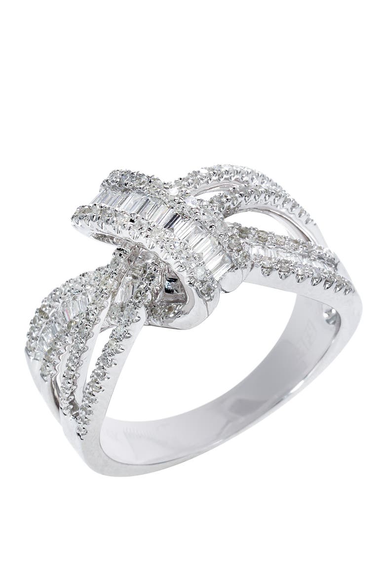 14K White Gold Diamond X-Crossover Ring, Alternate, color, 14K Gold