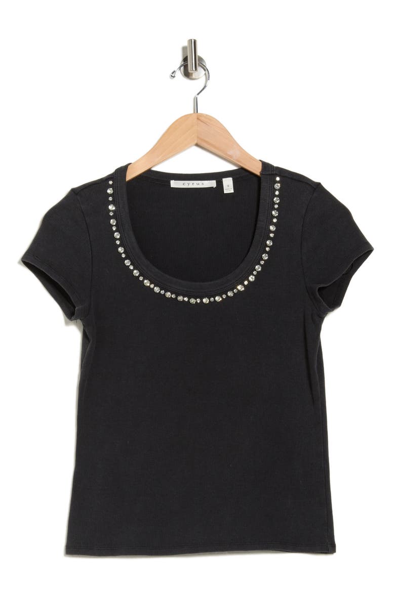 Rhinestone Trim T-Shirt, Alternate, color, BLACK