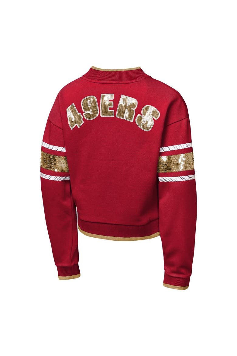 Girls Youth Outerstuff  Scarlet San Francisco 49ers MVP Full-Zip Sequin Bomber Jacket, Alternate, color, Scarlet