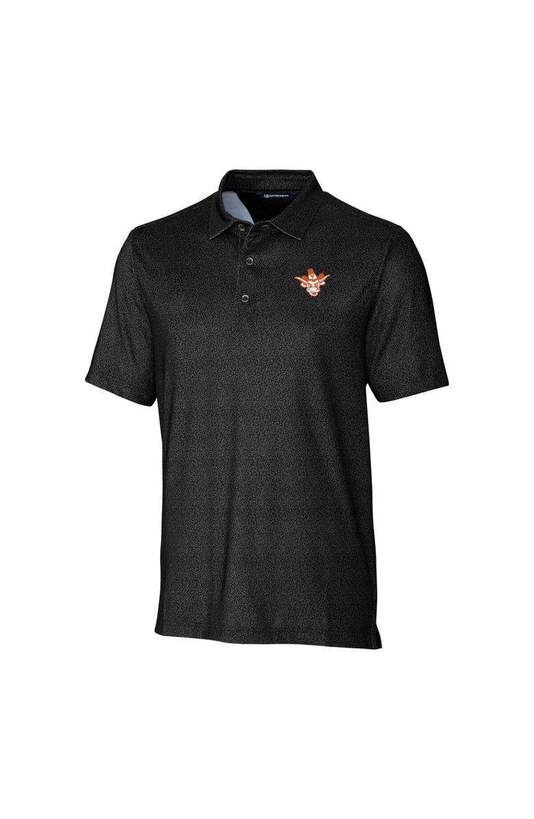 Cutter & Buck Men's Cutter & Buck Black Texas Longhorns Vault Pike Micro Floral Print Stretch Polo, Alternate, color,