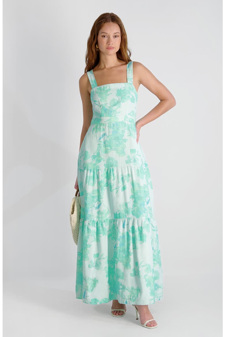Sophie Fleur Tiered Maxi Dress, Alternate, color, MERMAID GREEN