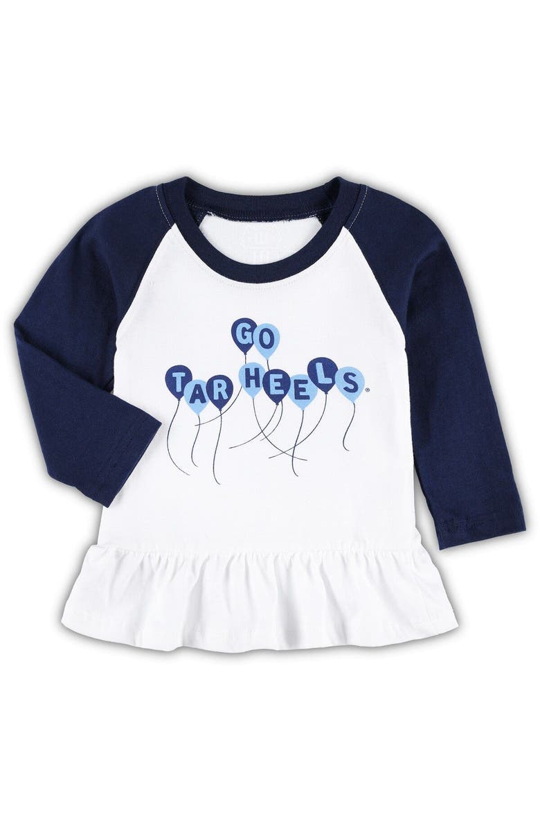 Wes & Willy Girls Infant Wes & Willy Navy/White North Carolina Tar Heels Balloon Raglan 3/4-Sleeve T-Shirt & Leggings Set, Alternate, color, 