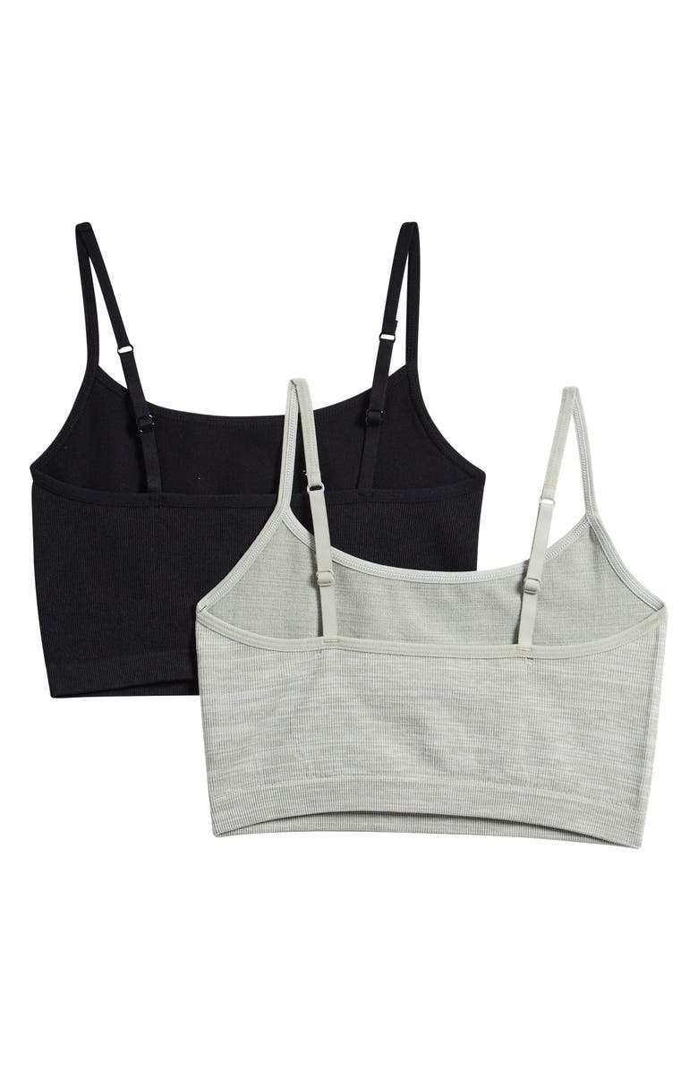 Calvin Klein Kids' Seamless Knit Brami Bralette - Pack of 2, Alternate, color, Heather Gray/Black
