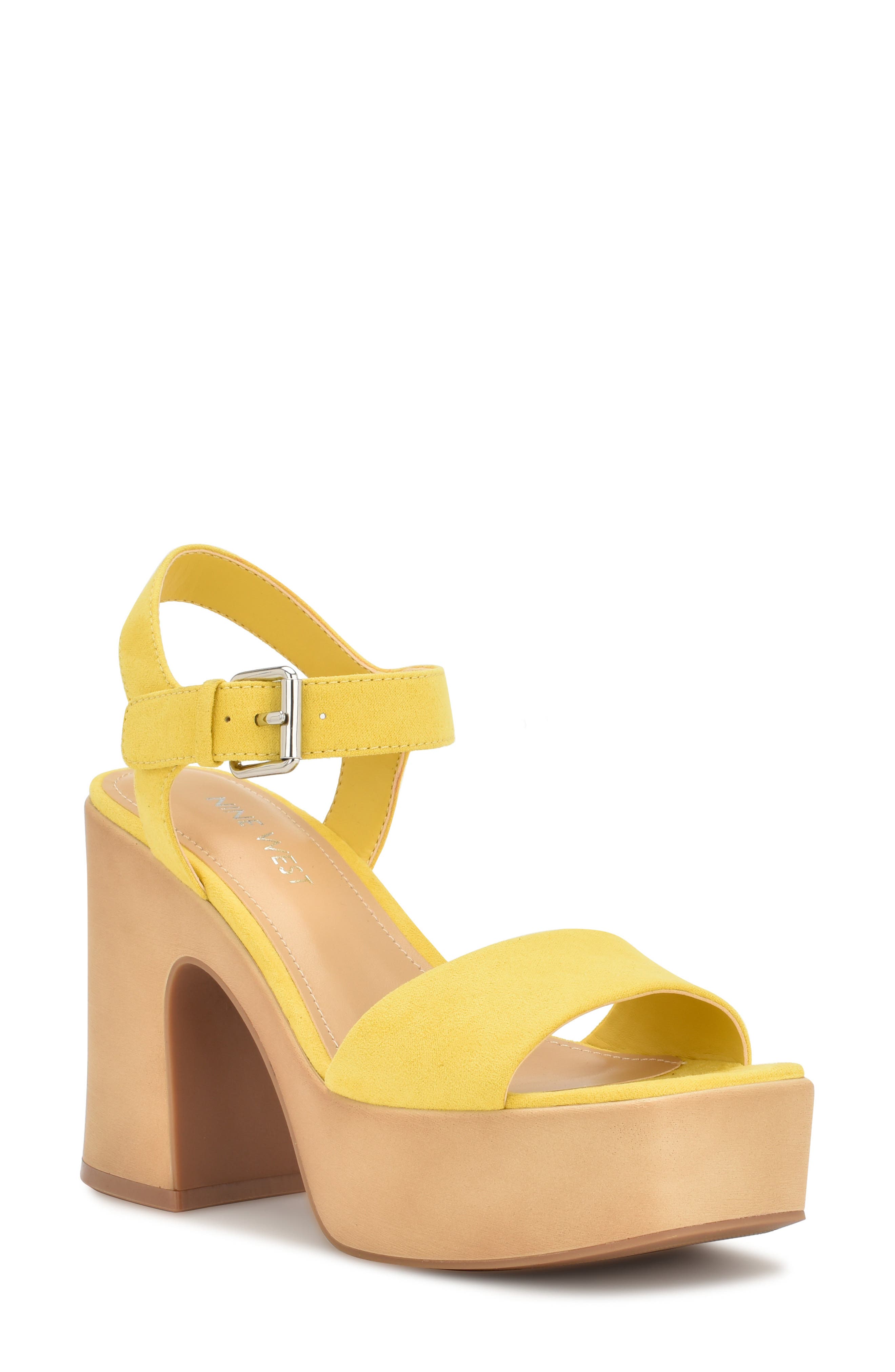 Nine West Open It Platform Heeled Sandal, Main, color, Yellow