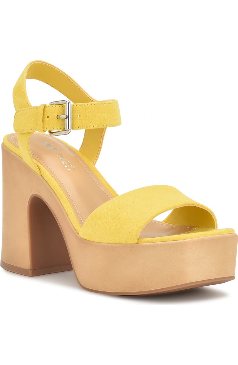 Nine West Open It Platform Heeled Sandal, Main, color, Yellow