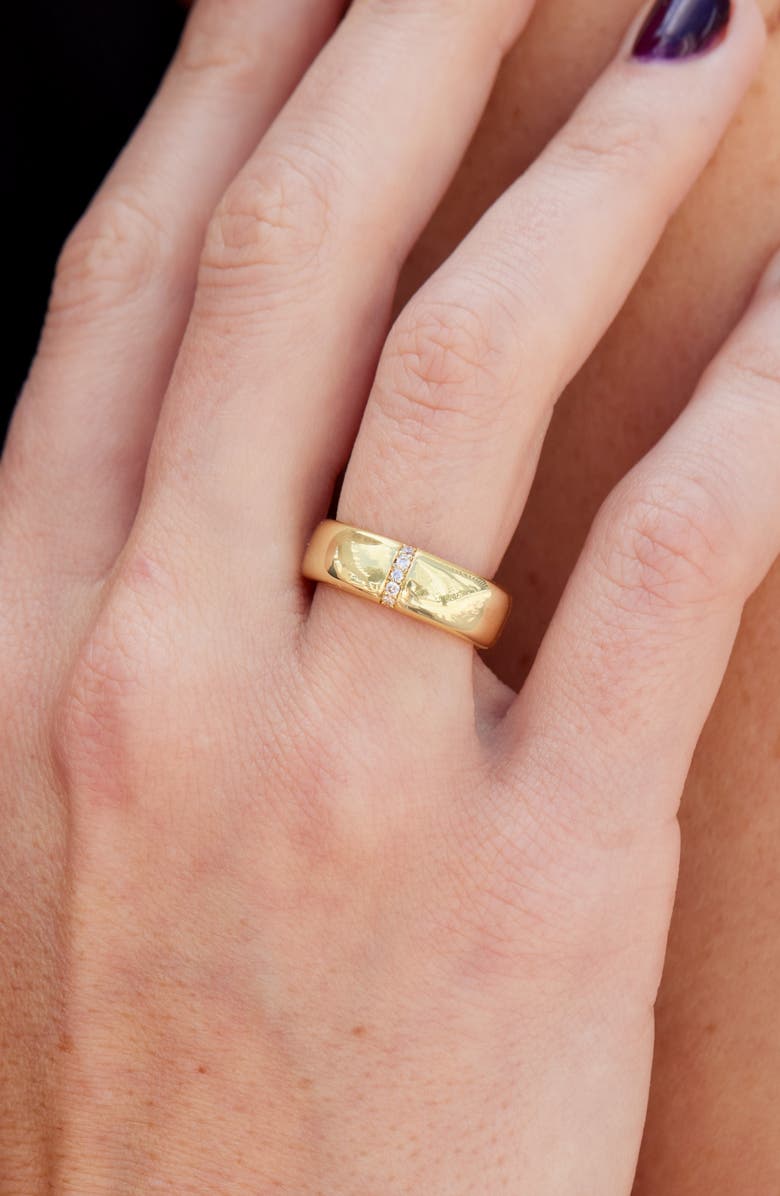 SAVVY CIE JEWELS Cubic Zirconia Polished Band Ring, Alternate, color, Yellow