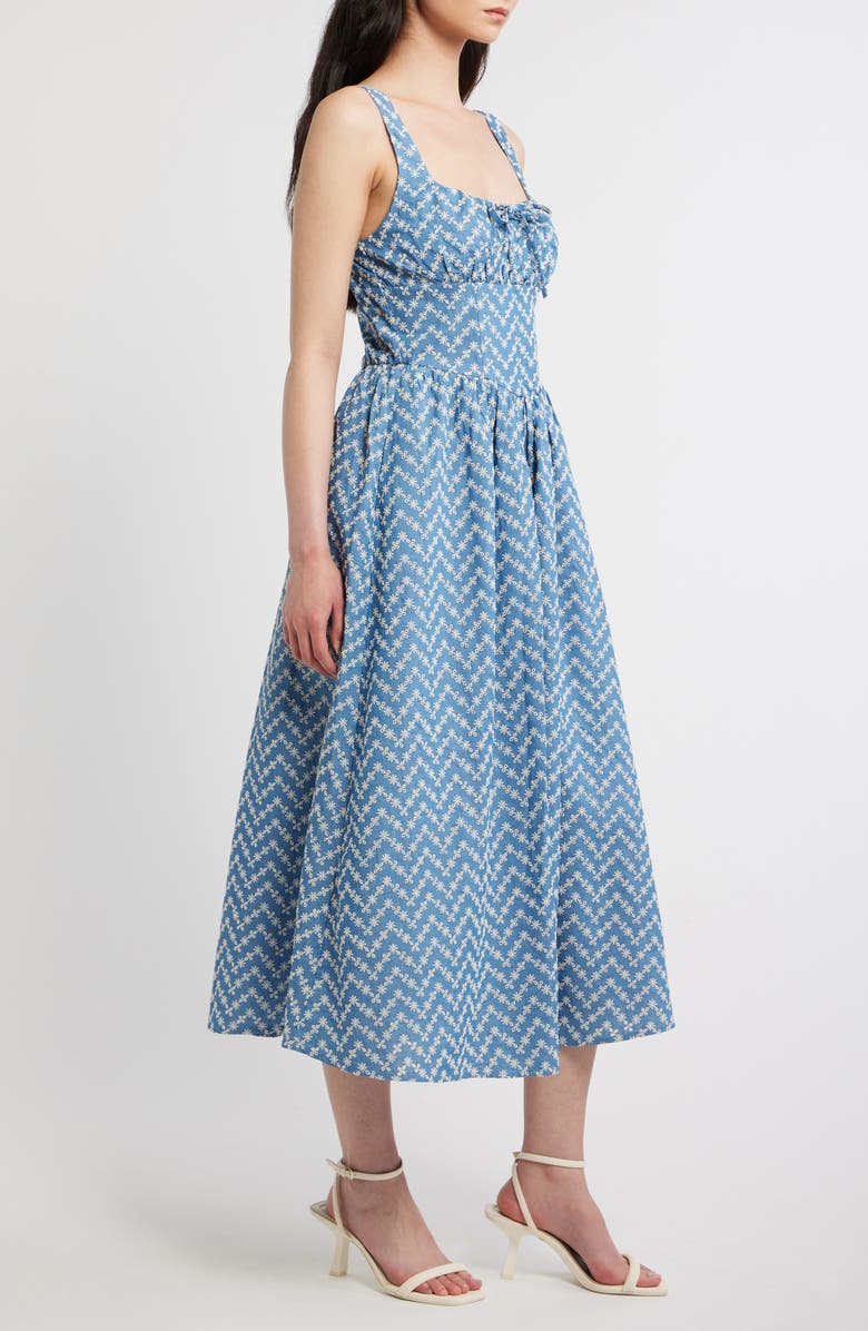 Blu Pepper Embroidered Cotton Blend Denim Midi Dress, Alternate, color, Denim