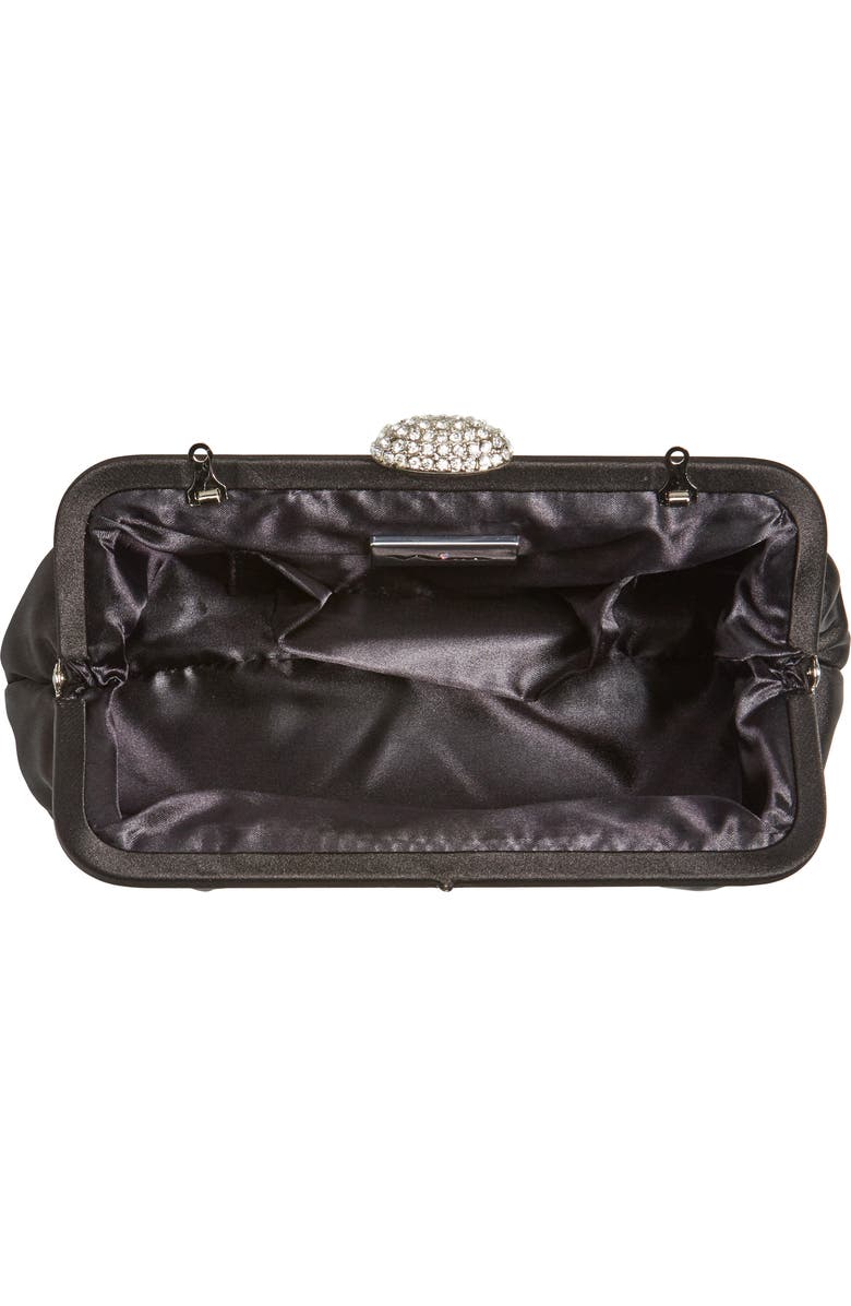 Nina Concord Pleated Satin Frame Clutch, Alternate, color, Black