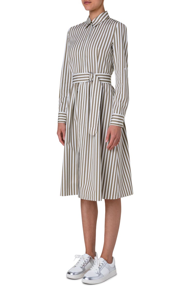 Akris punto Stripe Long Sleeve Cotton Poplin Shirtdress, Alternate, color, 