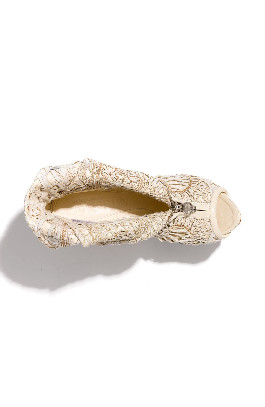 Alexander McQueen Laser Cut Bootie, Alternate, color, JASMINE/ IVORY