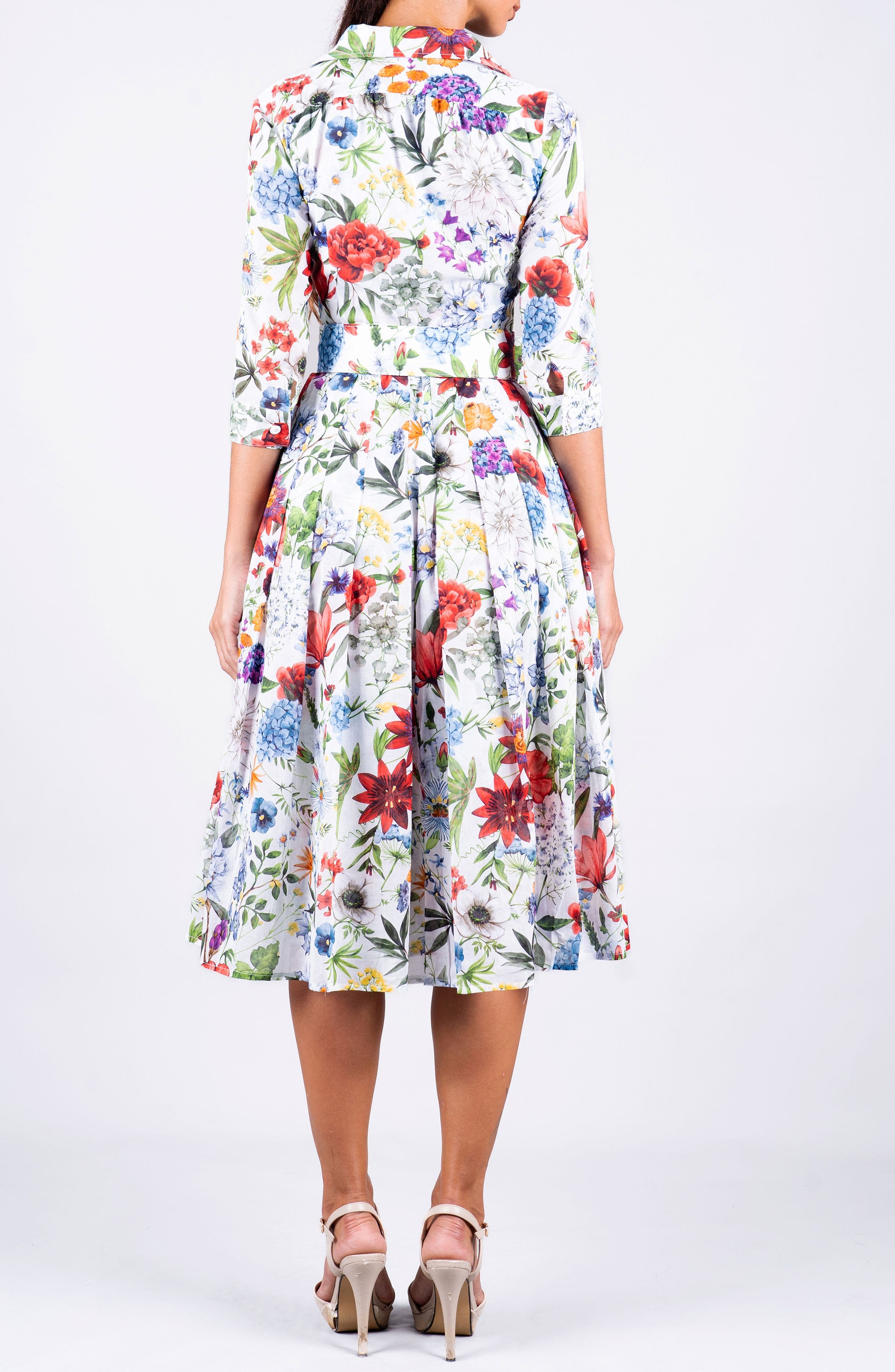 SAMANTHA SUNG Multicolor Botanic Pleated Midi Shirtdress (Women ...