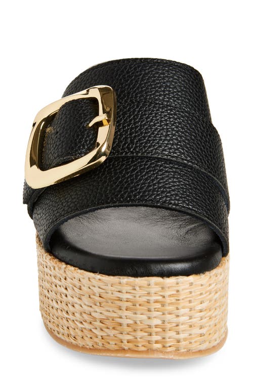 Chocolat Blu Jana Platform Wedge Slide Sandal In Black Leather